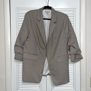 Gray/Brown Lined Quarter Sleeve Blazer Jacket